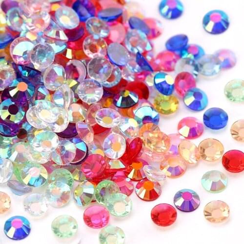 Swarovsky Promotion Resin Rhinestone Mix Color And Size Round Flatback Glue On Stones For DIY Nail Art