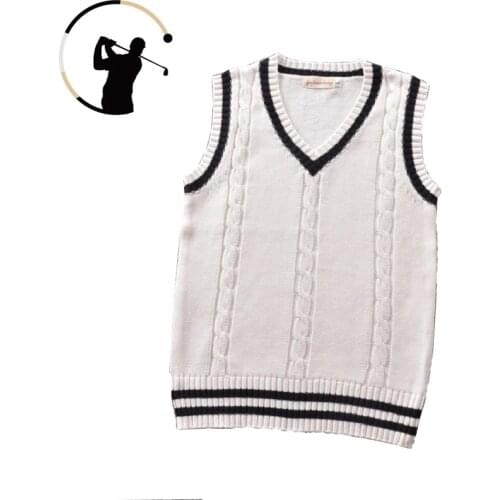 Golf Sweater Vest Men Women Cotton Knitted Warm Vest College Style Sweater Vest V-neck Pullover Waistcoat