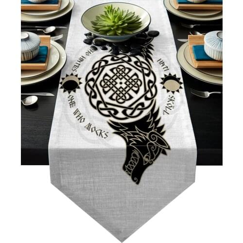 Viking Wolf Totem Table Runner Table Flag Home Party Decorative Tablecloth Table Runners