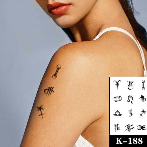 Waterproof Temporary Tattoo Sticker Black Geometry Totem Compass Rose Fake Tattoos Flash Tatoo Hand Neck Body Art for Women Men