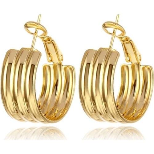 2020 Hot-selling Jewelry European and American Geometric Alloy Earrings Irregular C-shaped Arc Earrings Brushed Mesh Earrings
