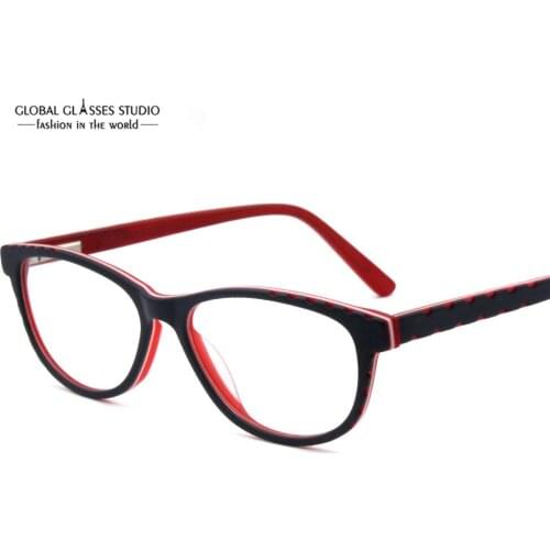 2020 Eyeglasses Eyewear High Quality Clean Lens Cat Eye Type Acetate Kids Glasses Frame Naughty Blue Color Spring Hinge G123