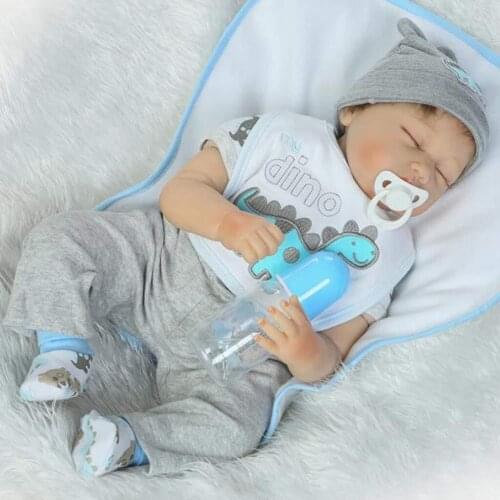 22-23inch Reborn Doll Baby Girl Boy Clothes Dinosaur Printed Rompers Pants Hat Bib Socks Reborn Baby Clothes Accessories