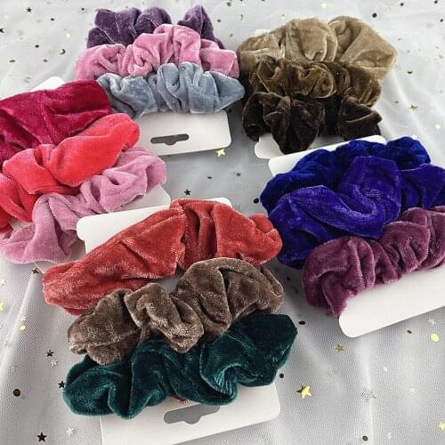 3pcs/lot women colorful Velvet scrunchies elastic hair rubber bands for girl fashion hair ties Ring Rope Soft headband Headdress