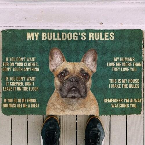 3D Please Remember Bulldogs House Rules Doormat Non Slip Door Floor Mats Decor Porch Doormat