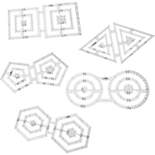 5 pcs DIY Tools Sewing Parts Ruler Patchwork Rules Quilting Rules Double-Pentagon Ruler Double Circle Ruler for sewing machine