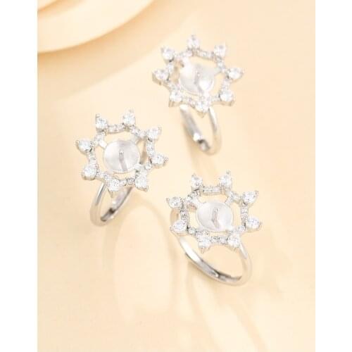 8-9mm 925 STERLING SILVER women Semi Mount Bases Blanks base blank Pad ring Setting wedding jewelry findings diy A5872