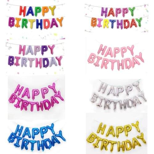 String hangs HAPPY BIRTHDAY letter balloons Birthday Party supplies Alphabet 16inch aluminum shaped balloon 8 sets/lot