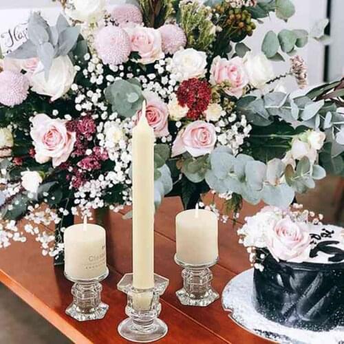 8Pcs Glass Candle Holders Wedding Candlestick Fine Transparent Crystal Glass Candle Stand Dining Home Decoration