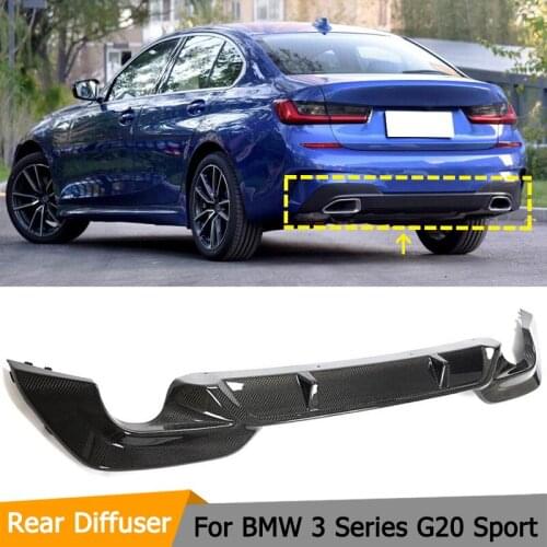 Car Rear Bumper Diffuser Lip Spoiler for BMW 3 Series G20 M Sport 2019 2020 Carbon Fiber Rear Bumper Diffuser Spoiler