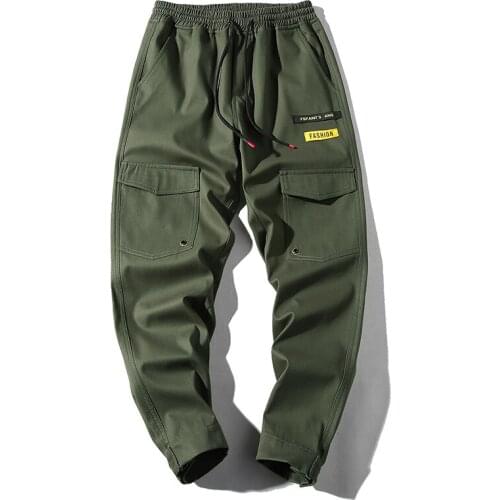 New Mens Cotton Cargo Pants Multi-Packet Outdoor Sweatpants Casual Japan Style Ankle Length Pants For Homme 2020 Spring 4XL