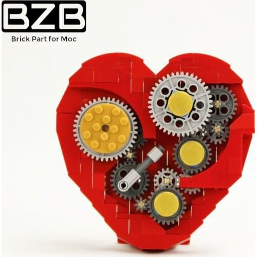 BZB MOC 4453 Clockwork Gear Heart Diecast Model Kids Creativity Educational Toys Christmas Birthday Gril Friend Childrens Gifts