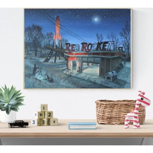 Video Game Canvas Poster FALLOUT4 Red Rocket Art Print Boys Bedroom Gaming Wall Art Painting Decorative Picture Game Room Decor