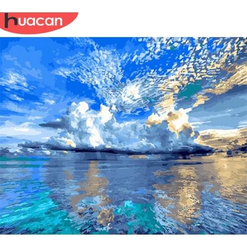 HUACAN Paint By Number Sea Drawing On Canvas HandPainted Painting Art Gift DIY Pictures By Number Sky Kits Home Decor