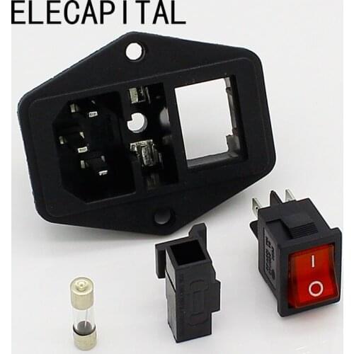 Power Rocker Switch IEC 3 Pin 320 C14 Inlet Power Sockets Switch Connector Plug 10A 250V