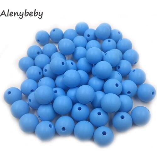 Cornflower blue Color Food Grade Silicone Round Beads 12/15mm Baby Teether Necklace DIY Pacifier Chain Care Baby Teether Product