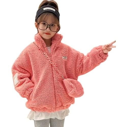 Girls Fur Coat Outerwear Solid Color Girls Coats Thick Warm Kids Coat Winter Childrens Clothing Girl 6 8 10 12 14