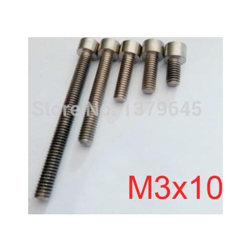 New 50pcs/lot GR2 Titanium Ti Bolt M3 thread 10mm length M3*10 M3x10 Hexagon Socket Cap Screw Allen Head, acid and alkali corros