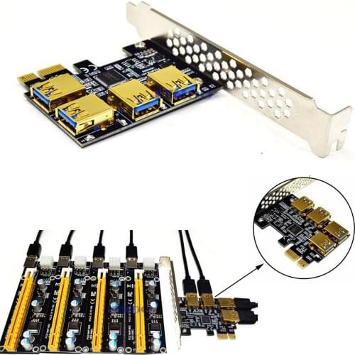 New 4 Ports Pcie Riser Adapter Board PCI-E 1x To 4 Usb 3.0 PCI-E Rabbet GPU Riser Extender Ethereum Eth/monero Xmr/zcash Zec 16x