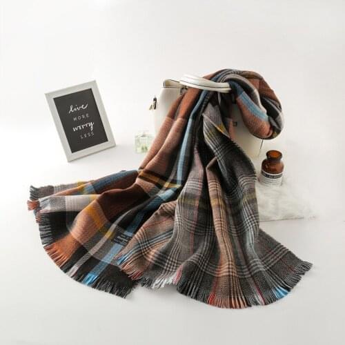 70*200cm New Winter Scarf Korean Double-sided Grid Plaid Scarves In Autumn and Womens Shawls Keep Warm