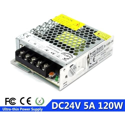Single Output Ultrathin DC 24V 5A 120W Switching Power Supply AC100-240V To DC24V Power Source for Led Strip Modules Light CCTV