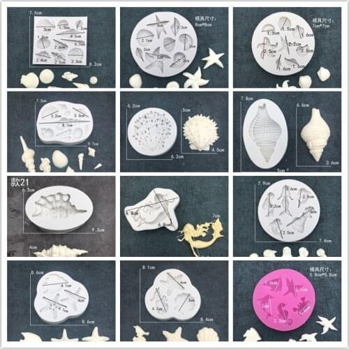 Ocean series sugar molds DIY chocolate silicone gel mold fish tail starfish shell Mermaid dry Perth baking WMJ-412