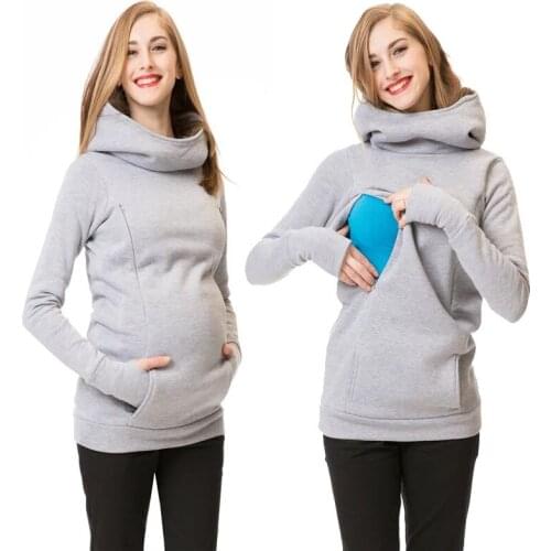 Autumn Winter Long Sleeve Hoodies Women Fashion Tops Maternity Nursing Breastfeeding Clothes Feeding For Pregnant Women Wear