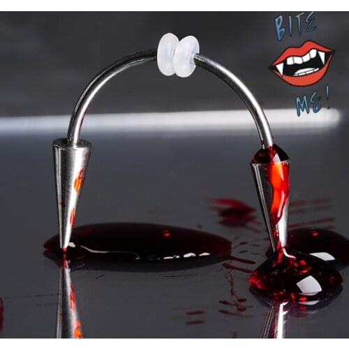 1 Pcs Dracula Nail Surgical Steel Smiley Piercing Jewelry Septum Piercing Body Decorations Vampire Fangs Zombie Teeth Lip Ring