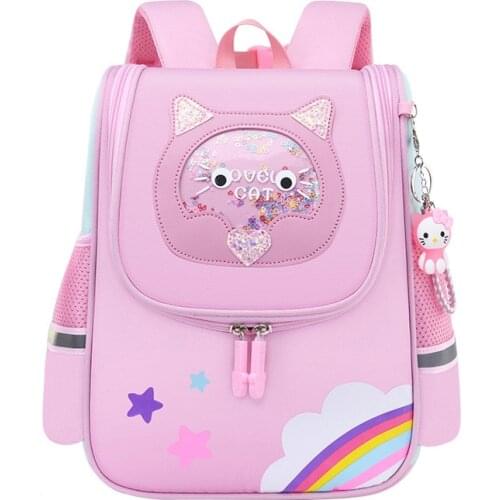 Girls Rainbow School Bags Kids Cute High Capacity Bookbag Children Waterproof Backpack Student Pencil Bag Set Kindergarten Sac