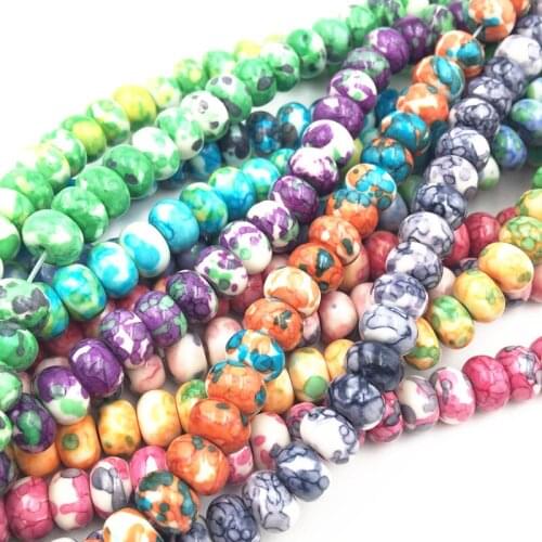 Multicolor 5x8mm Rainbow Stone Loose Beads for Jewelry Making Abacus Riverstone DIY Necklace Bracelet Accessories 15inch A155