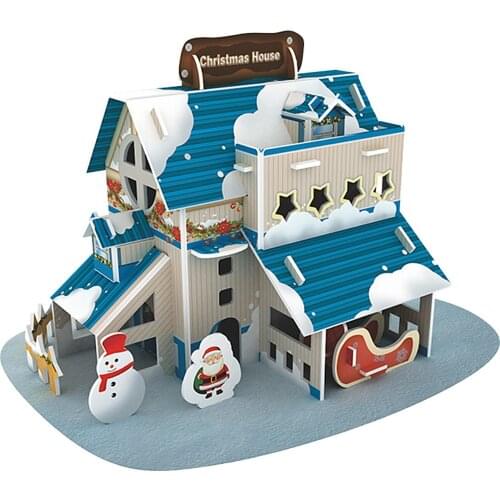 Christmas Gifts DIY Handmade Cottage Puzzle Cartoon Snow House Model Decoration Christmas Ornament Gifts navidad 2020 FN50