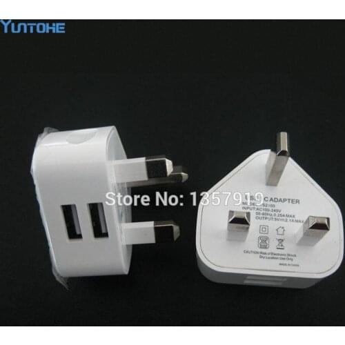 UK Plug Charger Adpater 5V 2.1A CE Certificated 2 USB Ports Wall Charger AC Adapter for iPhone /Samsung /Sony etc