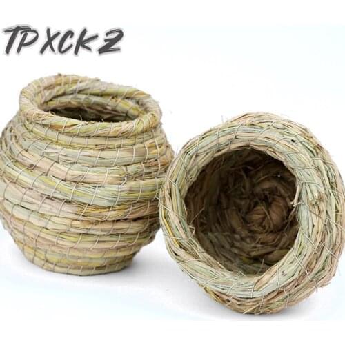 Handmade Straw Bird Nest Natural Grass Cage Bird House Decorative Weave Hanging Parrot Courtyard Birdcage Adornment Pet Bedroom