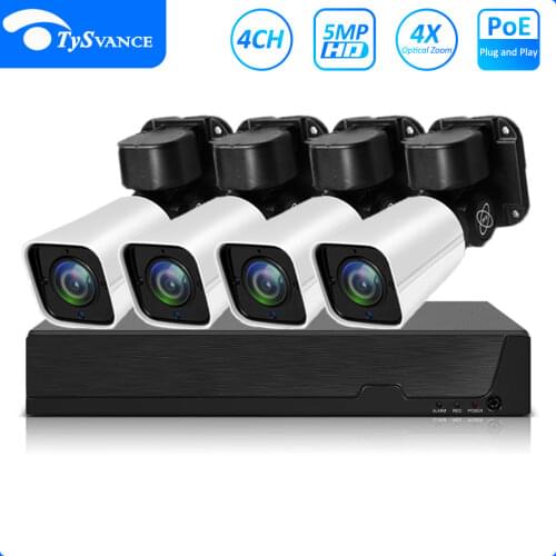 4ch 5MP 2MP POE PTZ Kit H.265 System CCTV Security 8ch NVR Outdoor Waterproof 4X Optical Zoom IP Camera IR Surveillance Video