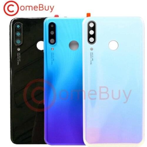For Huawei P30 Lite Back Battery Cover Nova 4e Rear Glass Door Panel Case For Huawei P30 Lite Battery Cover+Camera Lens Replace