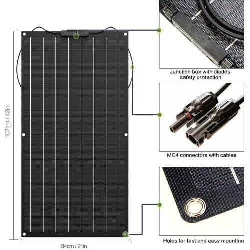 100 Watt 12V Flexible Solar Panel with Monocrystalline Solar Cells