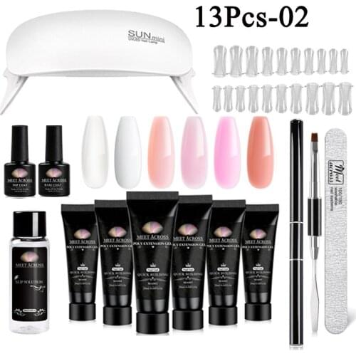 13pcs/set Nail Extension UV Gel Kits Quick Building Acrylic Gel Nail Polish Builder UV Nail Gel Tips For Nail Art Finger Extend