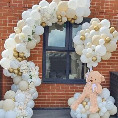 170pcs Pearl White Balloon Garland Wedding Decoration Chrome Gold Natural Sand Ballon Arch Baby Shower Party Birthday Decor