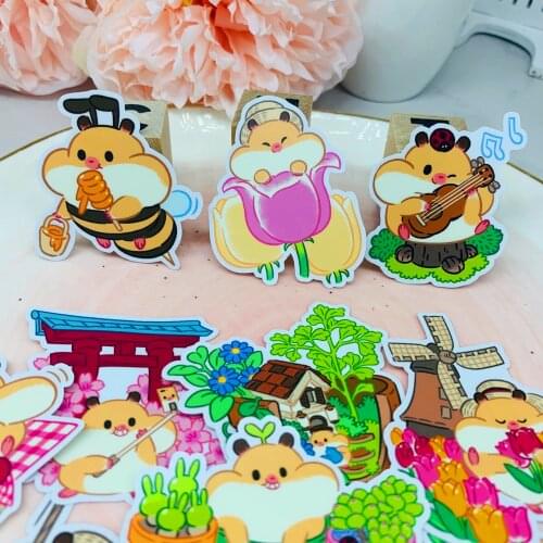 20 PCS Suitcase travel trolley case cute cartoon sticker skateboard notebook creative waterproof tide card decoration hamster