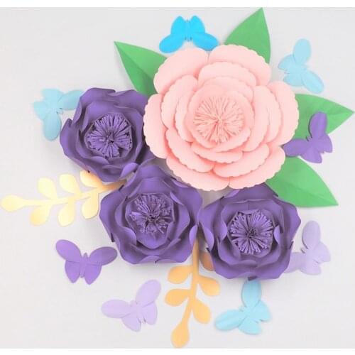 2018 Set of 4 Giant Paper Flowers 6 Leaves 8 Butterflies For Wedding Backdrop Retail Store Baby Nursery Baby Shower Decorations
