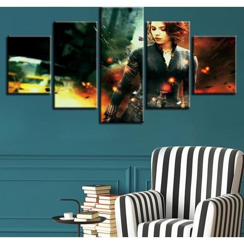 5 Pieces Abstract Affectionate Black Widow Posters Modular Canvas HD Prints Paintings Wall Art Pictures Home Decor No Framed