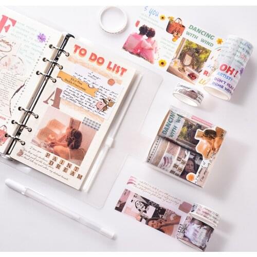 6pcs/Set Creative Retro Time Series Washi Tape DIY Hand Account Album Notebook Decoration Sticker Cute Office Planner Stationery