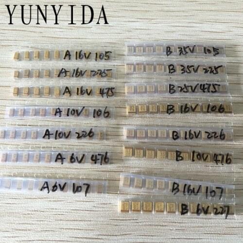 Free Shopping 15 Valuesx10pcs=150pcs A Case and B Case Tantalum capacitor kits 1uf-220uf KIT (16-26)