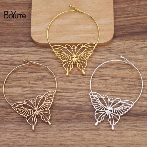 BoYuTe (5 Pieces/Lot) 52*37MM Alloy Butterfly Welding 64*1.4MM Brass Bracelet Diy Jewelry Accessories Materials