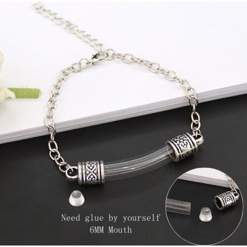2PCS 8MM Glass Vial Tube With Metal Cap Bracelet Glass Vial Write On Rice Jewelry Charm Bracelet For Women
