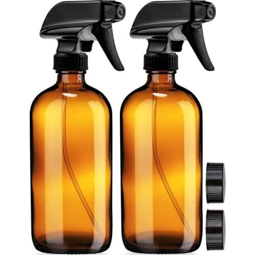 2pcs 500ml Empty Amber Glass Spray Bottles Refillable Container Trigger Sprayer