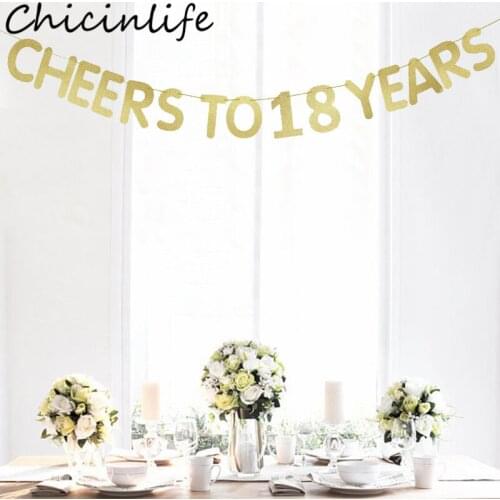 Chicinlife 1Set Cheers To 18/21/30/40/50/60 Years Banner Celebration Adult Birthday Party Garland Bunting Anniversary Supplies