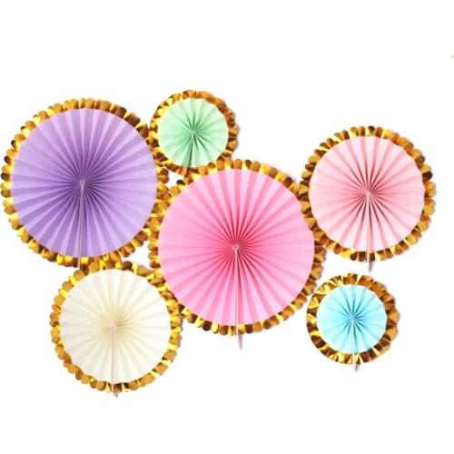 Pastel Color Gold Wheel Tissue Paper Fans Flowers Balls Lanterns Party Decor Happy Birthday For Kids Baby Shower Wedding