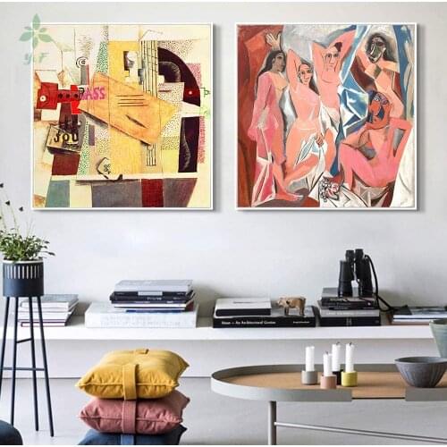 Canvas Combo Painting 2 Pieces By Pablo Picasso Wall Art Series Living Room Home Office Decorations