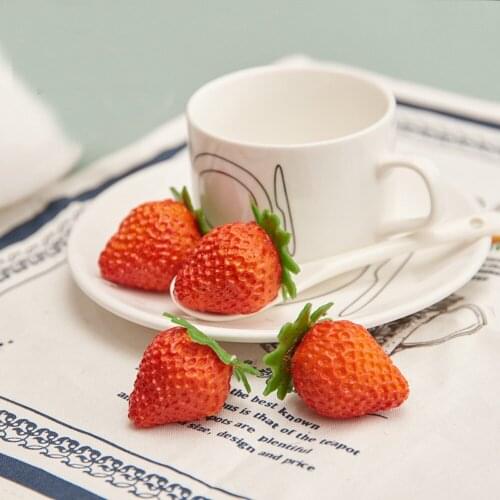 High Imitation Artificial Fake Fruit PVC Material Artifical Strawberry Fruit&artificial Plastic Fake Simulated Strawberry 5pcs